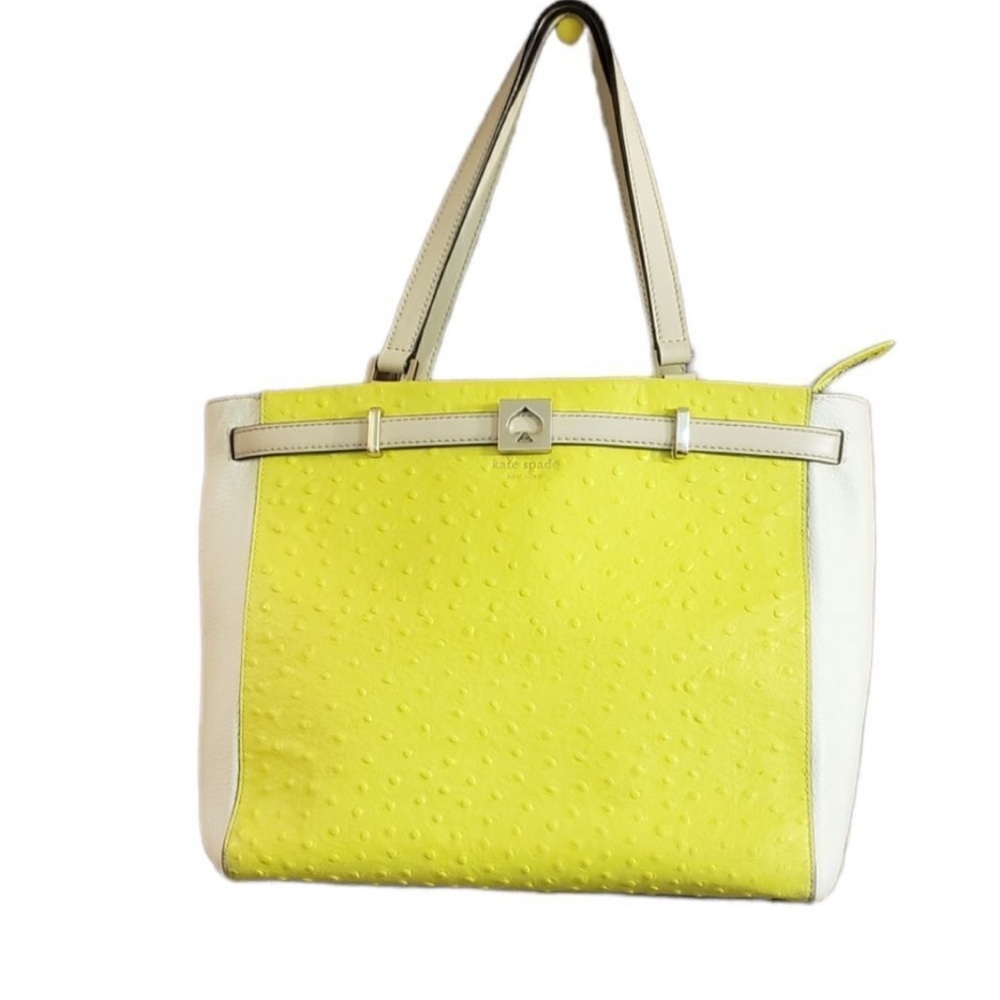 Kate Spade Vibrant Yellow and Cream Shoulder Bag Purse Spring Summer Tote